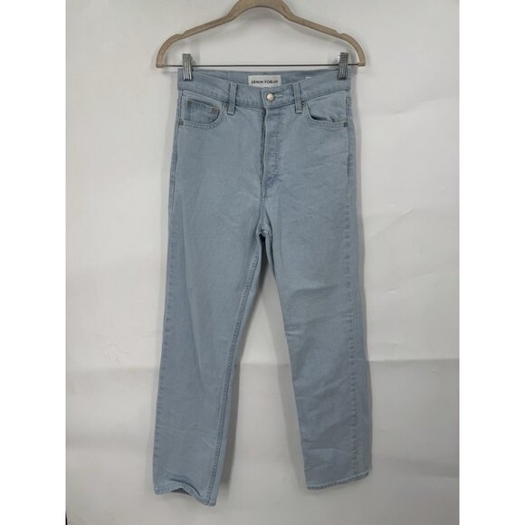 Denim Forum The Arlo High Rise Straight Jeans 28L Women's Size 26 Light Wash - Picture 2 of 12